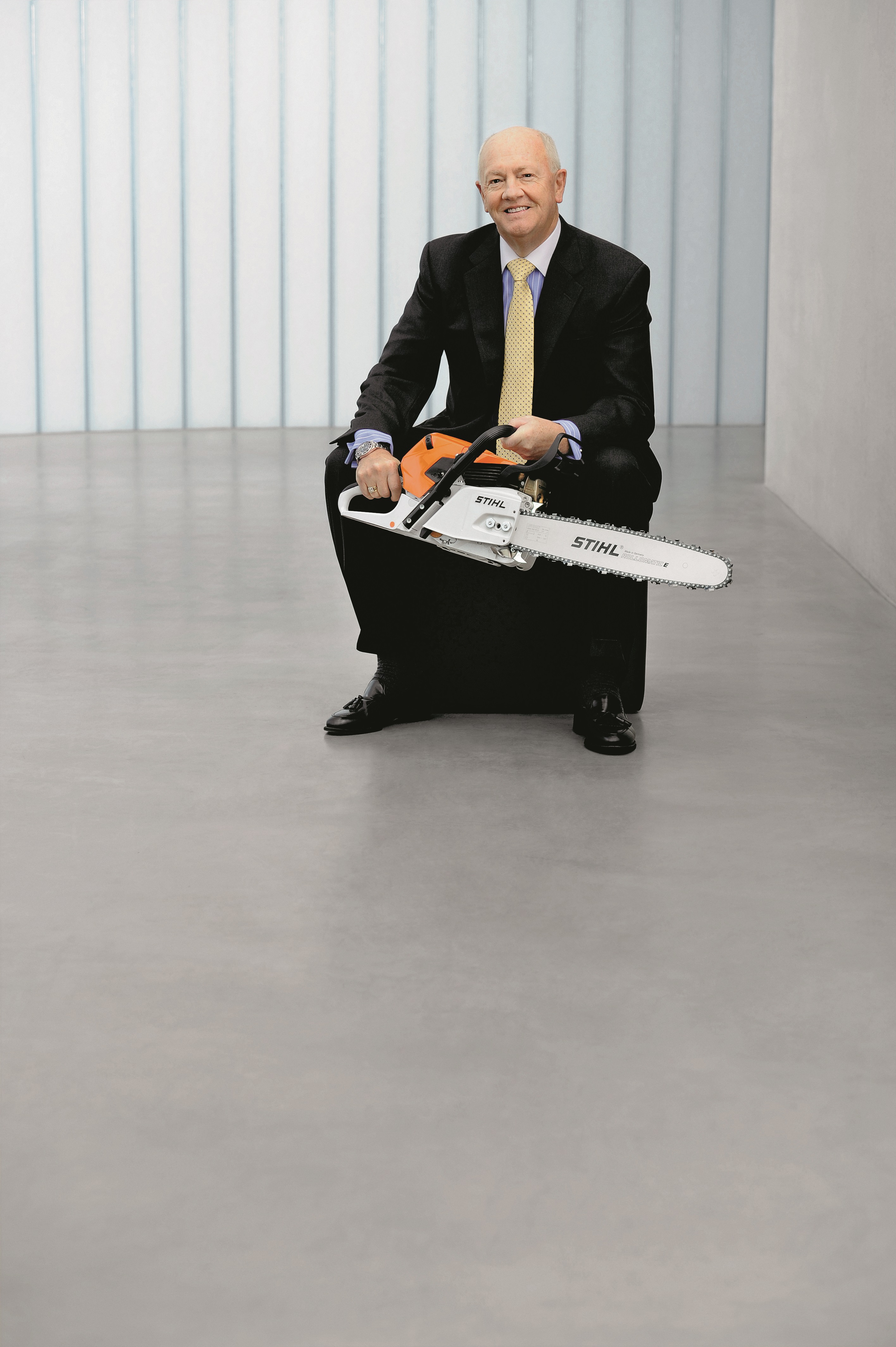 Fred Whyte with a STIHL chainsaw. Fred Whyte with a STIHL chainsaw.